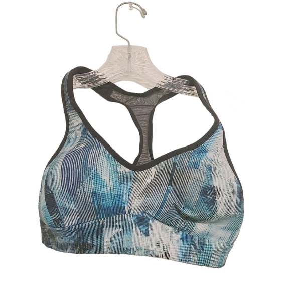 Lululemon | Sun Dazed Multi Blue Printed Mesh Racerback Sports Bra (Size 4) - Picture 2 of 13